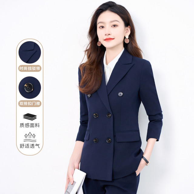 9743053.【上衣+裤子】罗蒙女式套装职场必备简约百搭商务时尚西服两件套女