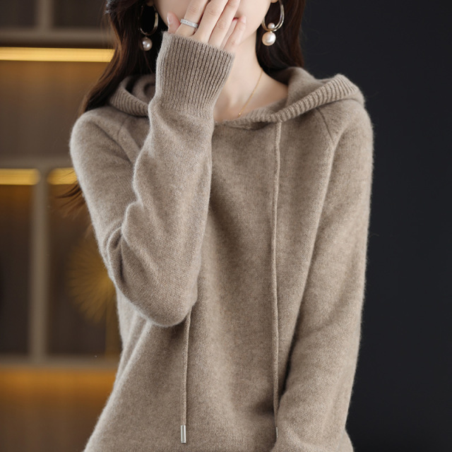 9670141.【限时秒杀】牧冬羊连帽纯色平面针织衫