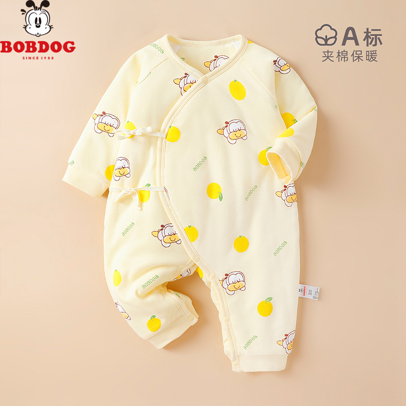 13667987.巴布豆【A类纯棉】婴儿连体服秋冬夹棉款宝宝衣服超萌婴儿服秋款外出