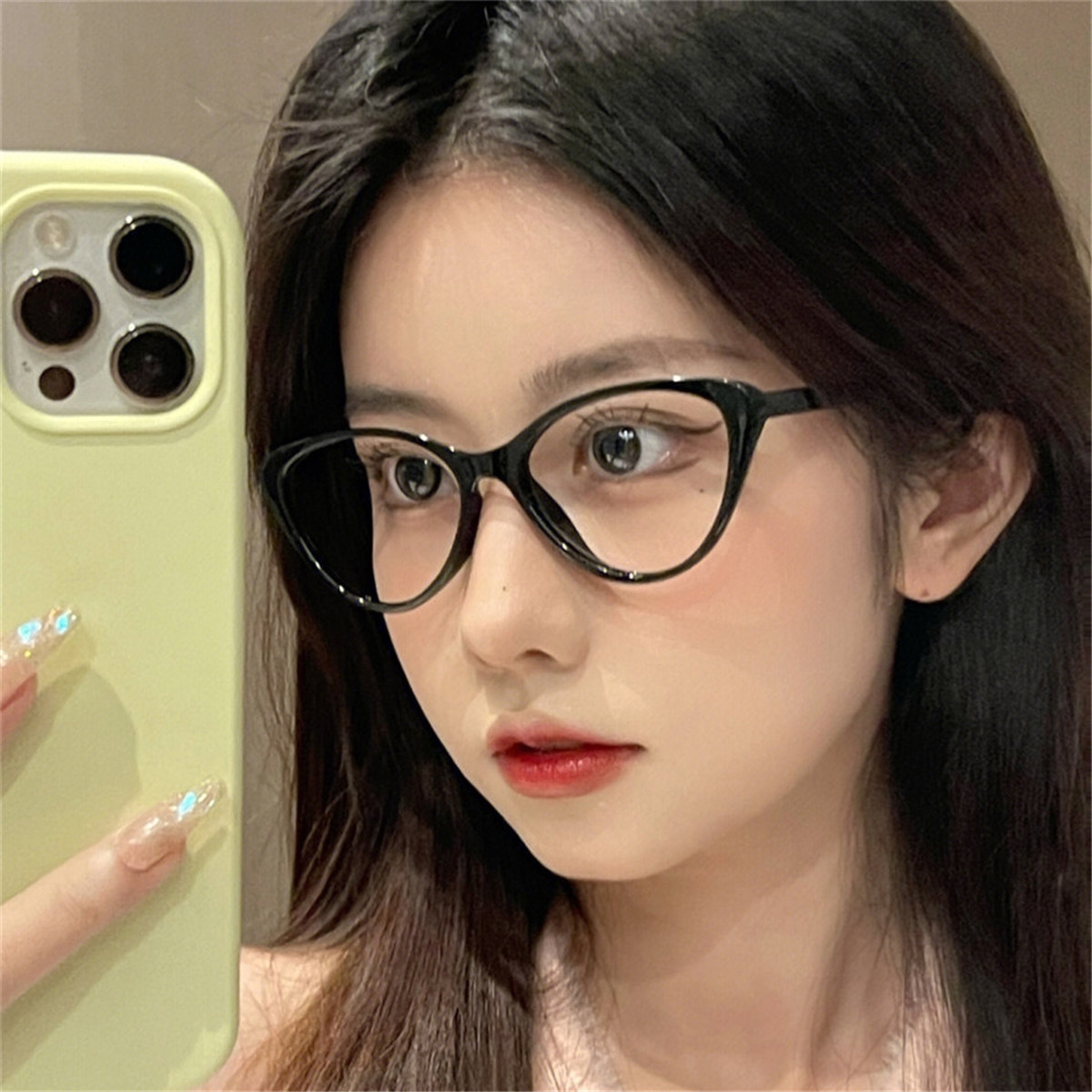 9808116.傲龙AORON个性猫眼眼镜复古网红素颜镜超轻百搭显瘦防辐射平光镜