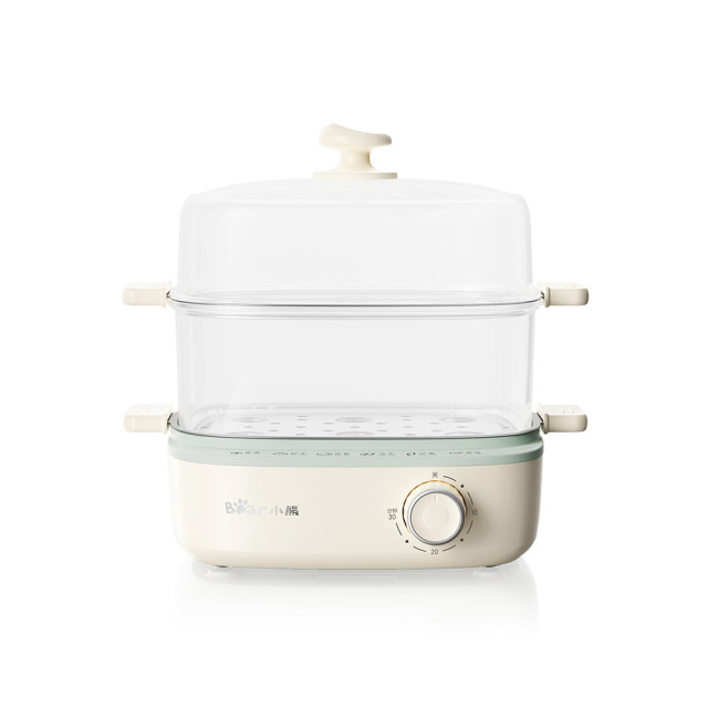 9825097.【可蒸12颗蛋】小熊Bear 煮蛋器 蒸蛋器 电蒸锅煮鸡蛋神器旋钮可定时双层家用迷你鸡蛋羹蒸锅 ZDQ-E12N1