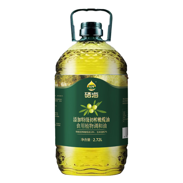 12687090.【直降】硒海添加18%特级初榨橄榄油玉米食用植物调和油5斤 家用大桶健康烹饪食用油