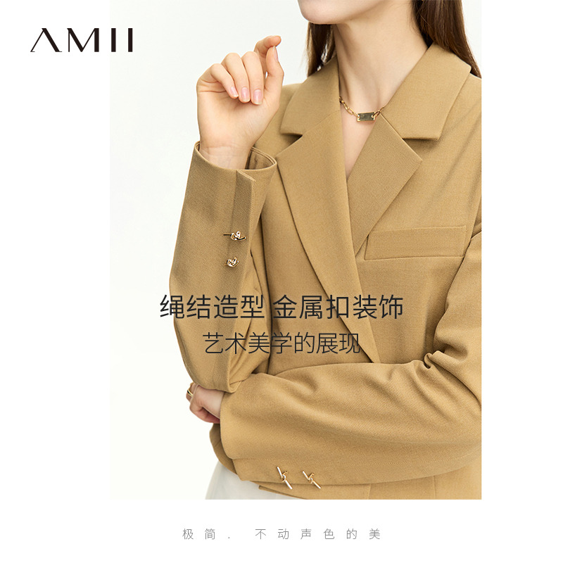 9913679.极简通勤西装新款宽松上衣外套双排扣翻驳领小西服