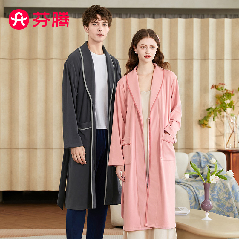 13365436.芬腾【仿棉舒绒睡袍】220g秋冬气质大翻领长袖家居服女士睡袍-