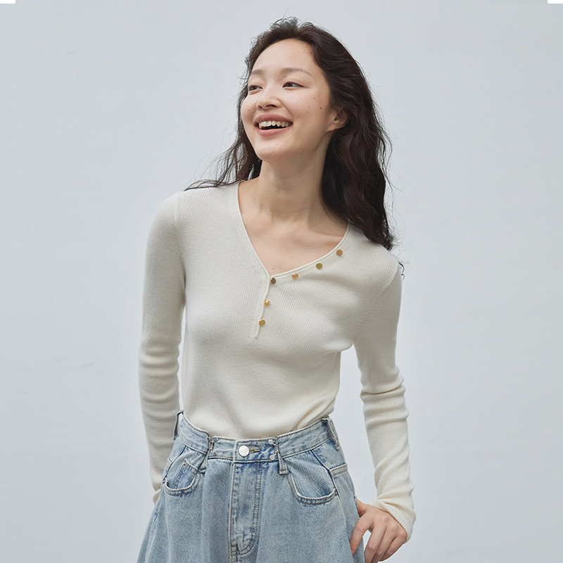 9904745.思诺芙德秋冬新款V领精纺加厚款羊绒衫