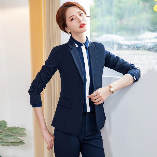 9911243.【上衣+裤子】罗蒙西服套装女士时尚修身显瘦商务通勤职业西装女