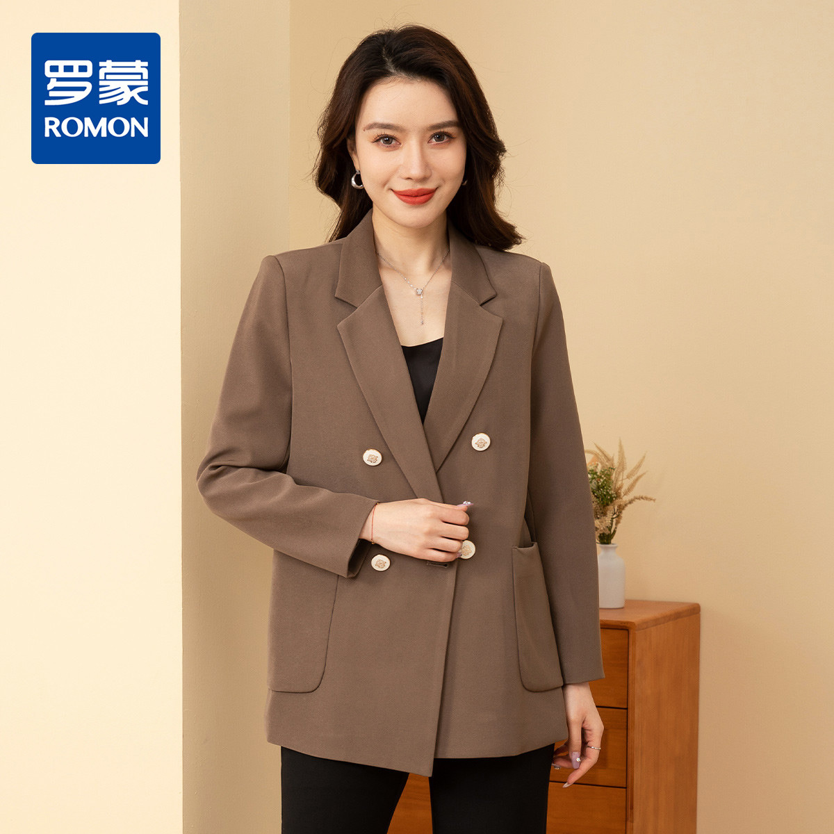 9912814.【精致干练】罗蒙女式西服时尚百搭简约大方商务通勤长袖单西女