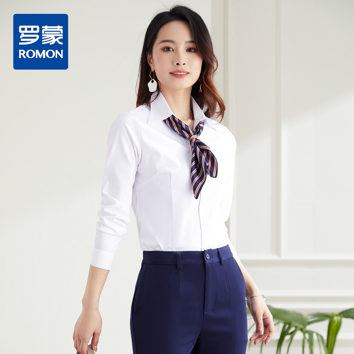9916056.【商务通勤】罗蒙女式长袖衬衫百搭时尚柔软透气简约衬衫衬衣女