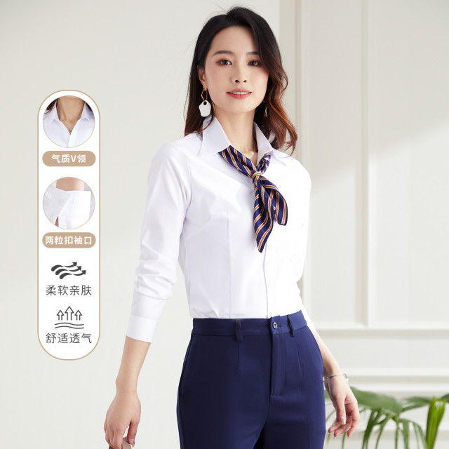9916056.【商务通勤】罗蒙女式长袖衬衫百搭时尚柔软透气简约衬衫衬衣女