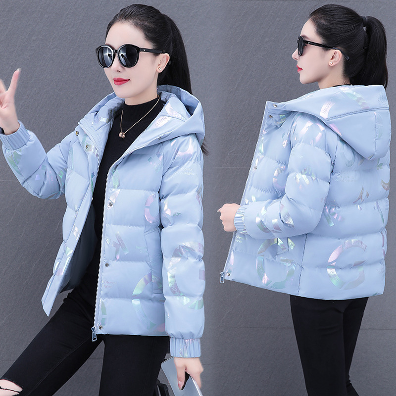 9923949.克里普 连帽棉服女新款亮片印花冬装棉袄