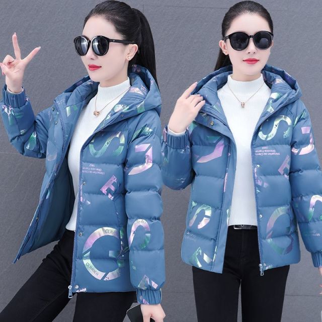 9923949.克里普 连帽棉服女新款亮片印花冬装棉袄