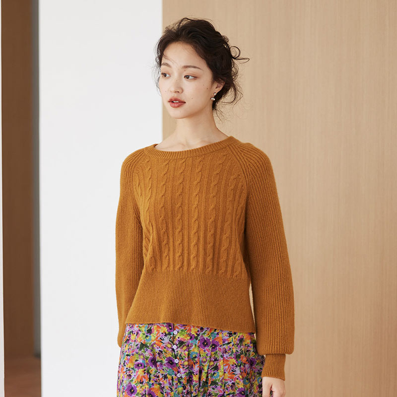 9960721.思诺芙德圆领加厚直筒长袖女士羊绒衫-ZB