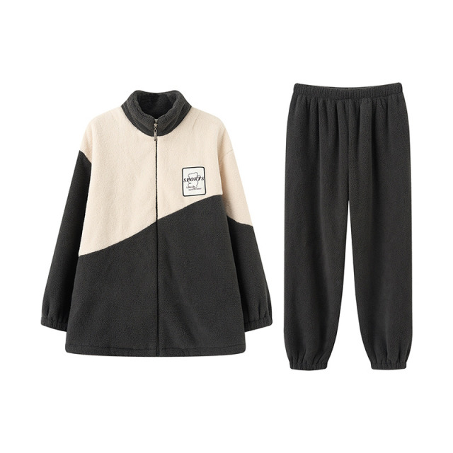 13365464.芬腾【运动风防静电】310g秋冬立领暖绒男士家居服睡衣套装