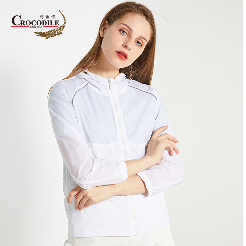 8664282.鳄鱼恤夏季印花迷彩面料弹力舒适透气防晒服外套女