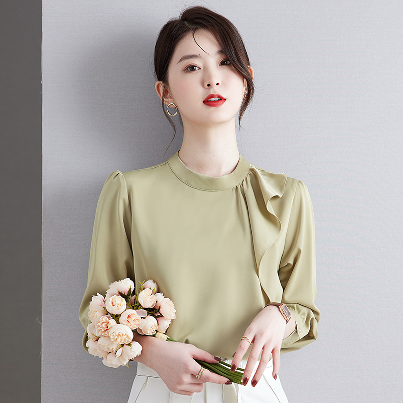 8740793.季婕春秋新装女式优雅温柔通勤荷叶边衬衫【季婕女装1】