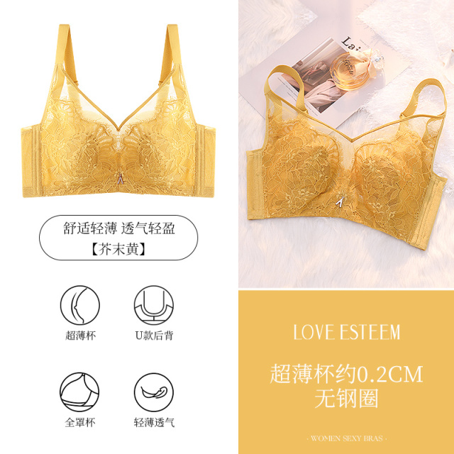 8736400.爱黛性感蕾丝轻薄透气收副乳薄杯胸罩内衣文胸无钢圈
