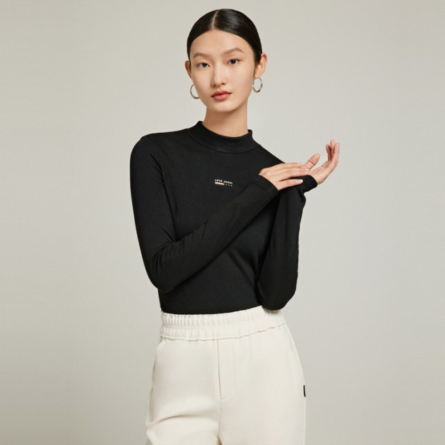 8773604.JZ玖姿半高领针织打底衫内搭女装2022冬季新款通勤简约长袖美体衫