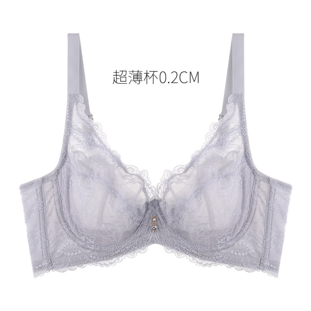 8772068.爱黛性感全蕾丝舒适无棉水晶杯软钢圈超薄文胸女士内衣美背文胸罩
