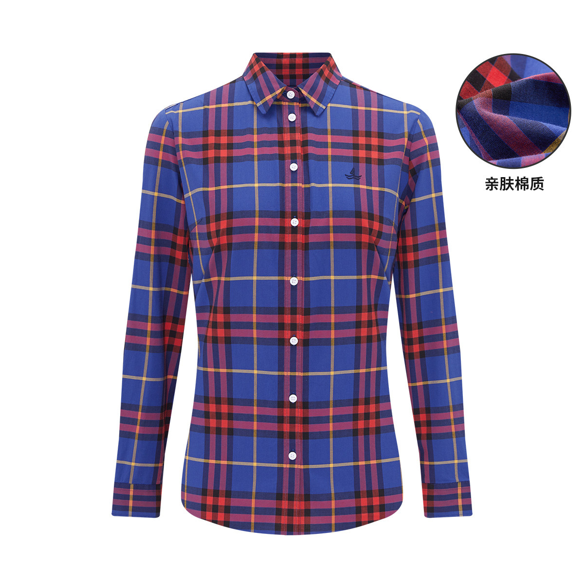 8780550.意大利小帆船 春季新品柔软亲肤时尚休闲女士格子衬衫