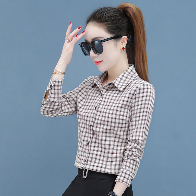 8785967.7-CHAOY春秋新款女式时髦格子休闲时尚衬衫【7-CHAOY女装1】