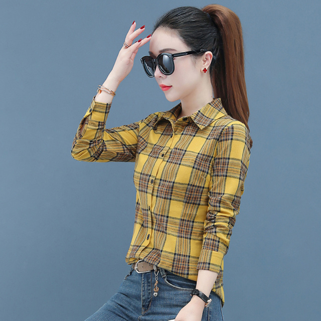 8785963.7-CHAOY春秋新款女式时髦格子休闲时尚衬衫【7-CHAOY女装1】