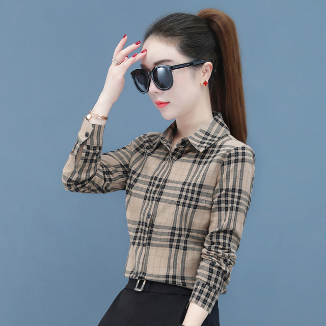 8785965.7-CHAOY春秋新款女式时髦格子休闲时尚衬衫【7-CHAOY女装1】