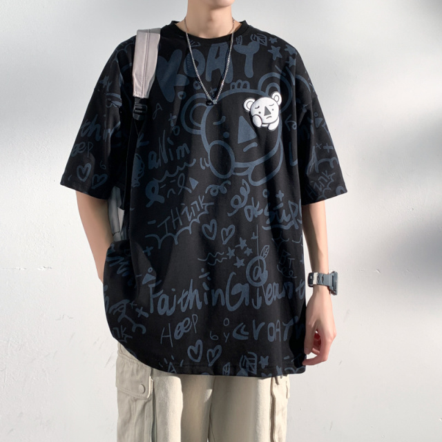 8836644.七玻威夏季男式新款潮流时尚港风百搭短T【七玻威男装XJ】