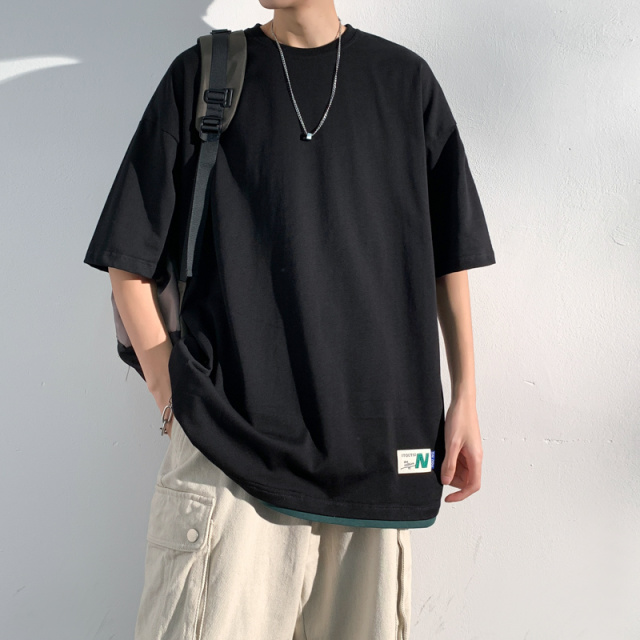 8836625.七玻威夏季男式新款潮流假两件简约百搭短袖T【七玻威男装XJ】