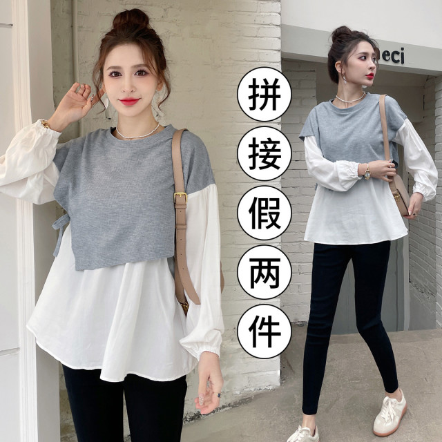 8853472.兔妈孕妇装春季新款哺乳衣外出宽松孕妇上衣春秋卫衬衣时尚喂奶期t恤