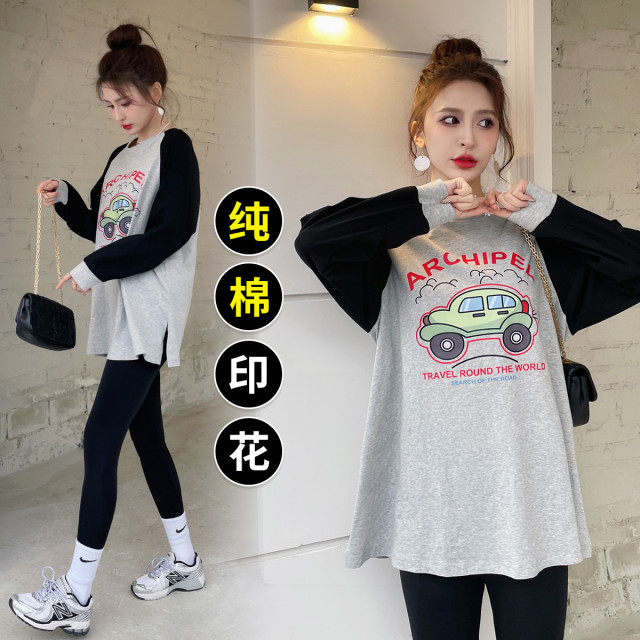 8864185.兔妈孕妇装春季新款上衣纯棉休闲孕妇上衣长袖孕妇上衣宽松春秋长T恤