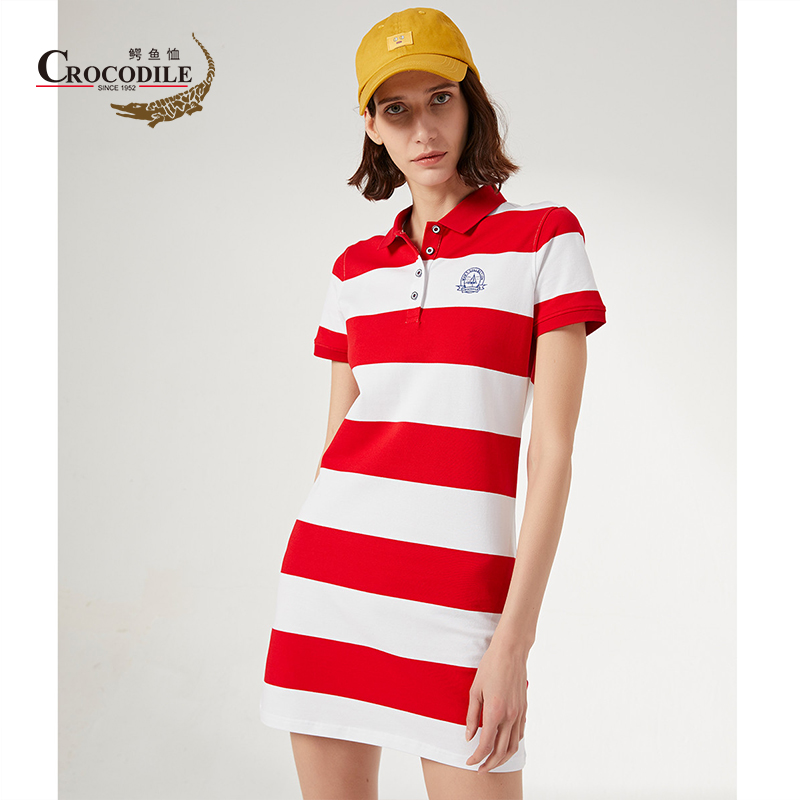 8856560.鳄鱼恤【专柜款】夏季纯棉时尚海洋格女士Polo衫裙