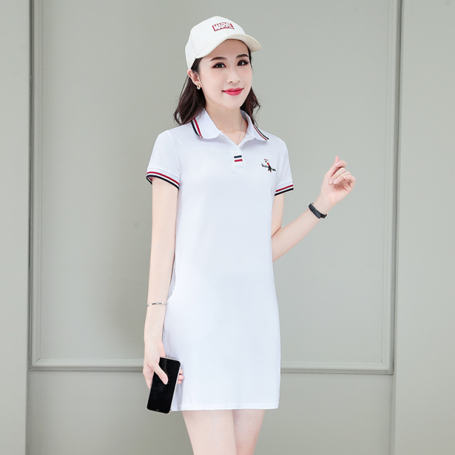 8923218.淘贝鼠女款夏季气质减龄修身时尚刺绣简约POIO领连衣裙【淘贝鼠女装XJ】