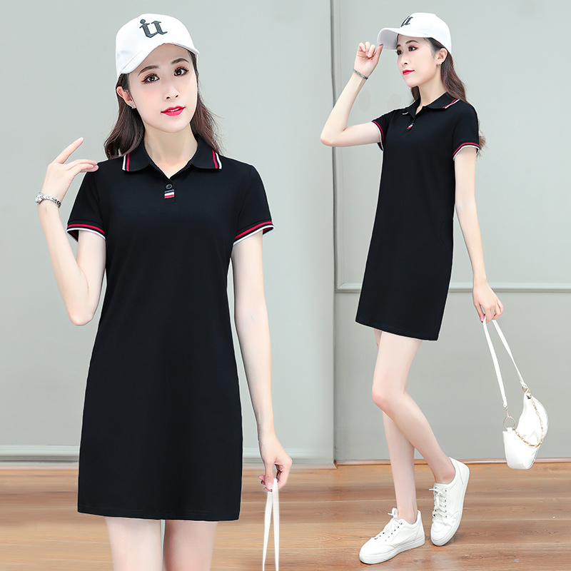8923206.淘贝鼠女款夏季气质减龄修身时尚刺绣简约POIO领连衣裙【淘贝鼠女装XJ】