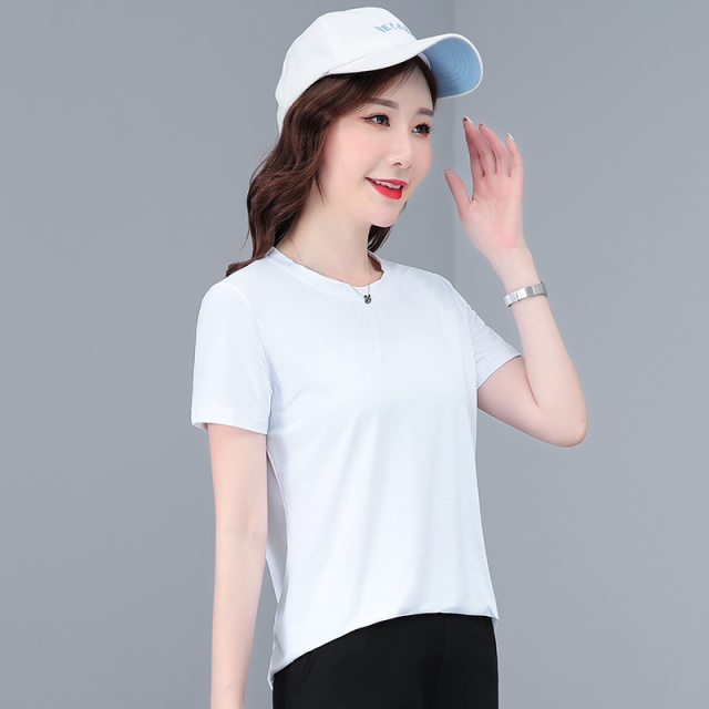 8923205.淘贝鼠女款夏季新款冰丝休闲潮流圆领短T【淘贝鼠女装XJ】
