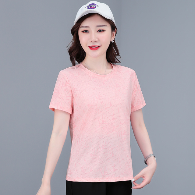 8923208.淘贝鼠女款夏季速干冰丝透气运动圆领休闲百搭T恤【淘贝鼠女装XJ】