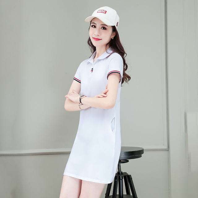 8923206.淘贝鼠女款夏季气质减龄修身时尚刺绣简约POIO领连衣裙【淘贝鼠女装XJ】