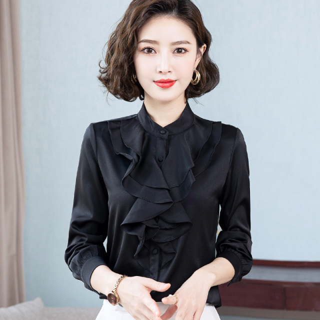 8934980.七玻威女春季新款荷叶摆显瘦气质长袖衬衫【七玻威女装1】
