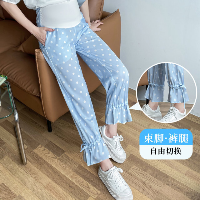 8947303.兔妈孕妇装夏季孕妇两穿裤宽松外穿休闲裤子束脚裤时尚薄款九分裤夏装