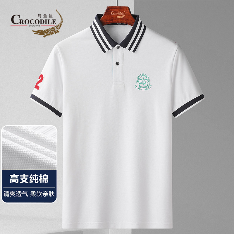8938464.鳄鱼恤【专柜款】夏时尚撞色领高支纯棉舒适透气短袖Polo衫男