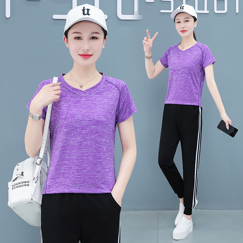 8940697.7-CY女夏季冰丝速干休闲时尚运动短袖套装【7-CY女装XJ】