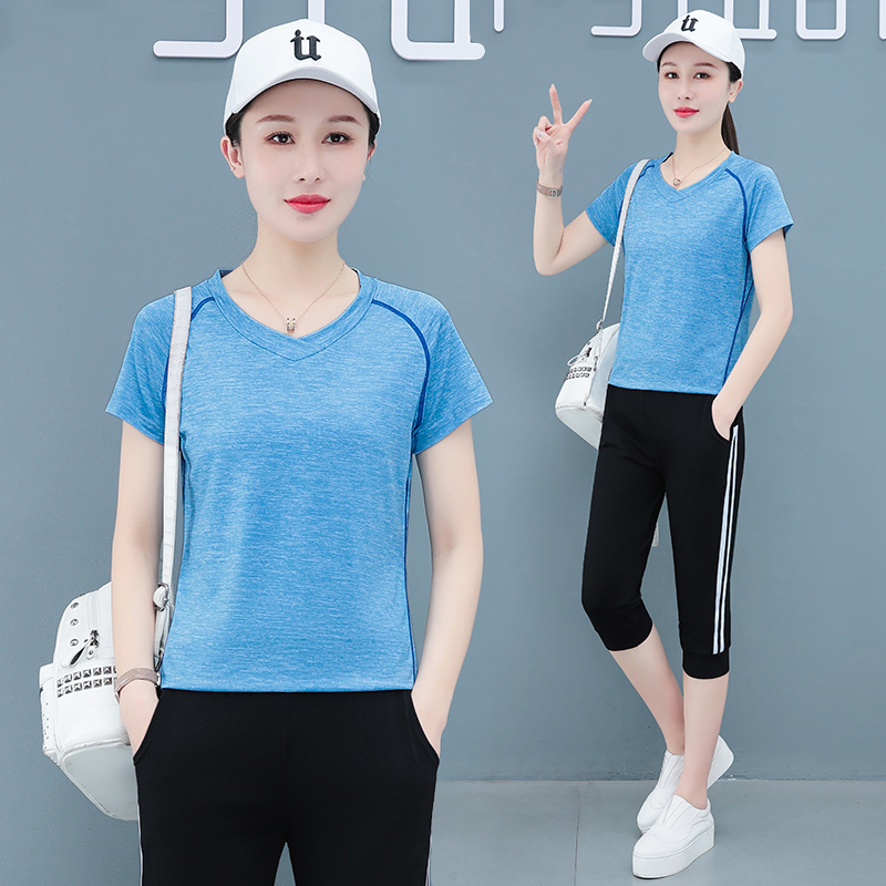 8940704.7-CY女夏季冰丝速干休闲时尚运动短袖套装【7-CY女装XJ】