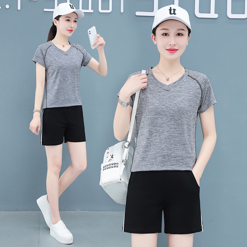 8940708.7-CY女夏季冰丝速干休闲时尚运动短袖套装【7-CY女装XJ】