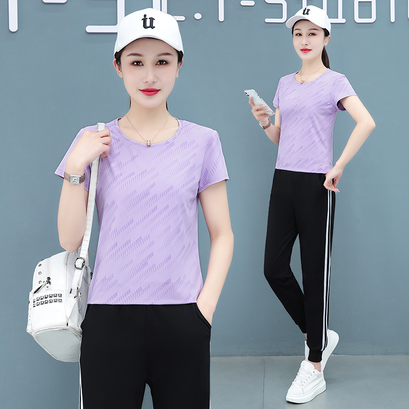 8940706.7-CY女夏季冰丝速干休闲时尚运动短袖套装【7-CY女装XJ】