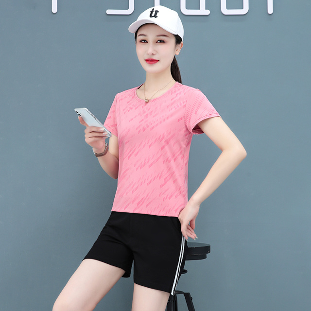 8940701.7-CY女夏季冰丝速干休闲时尚运动短袖套装【7-CY女装XJ】