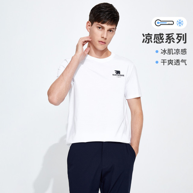 9140627.意大利小帆船 23春夏新品休闲百搭纯色透气凉爽男士短袖t恤