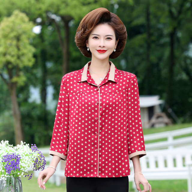 12637070.秋米罗妈妈夏季翻领洋气衬衫