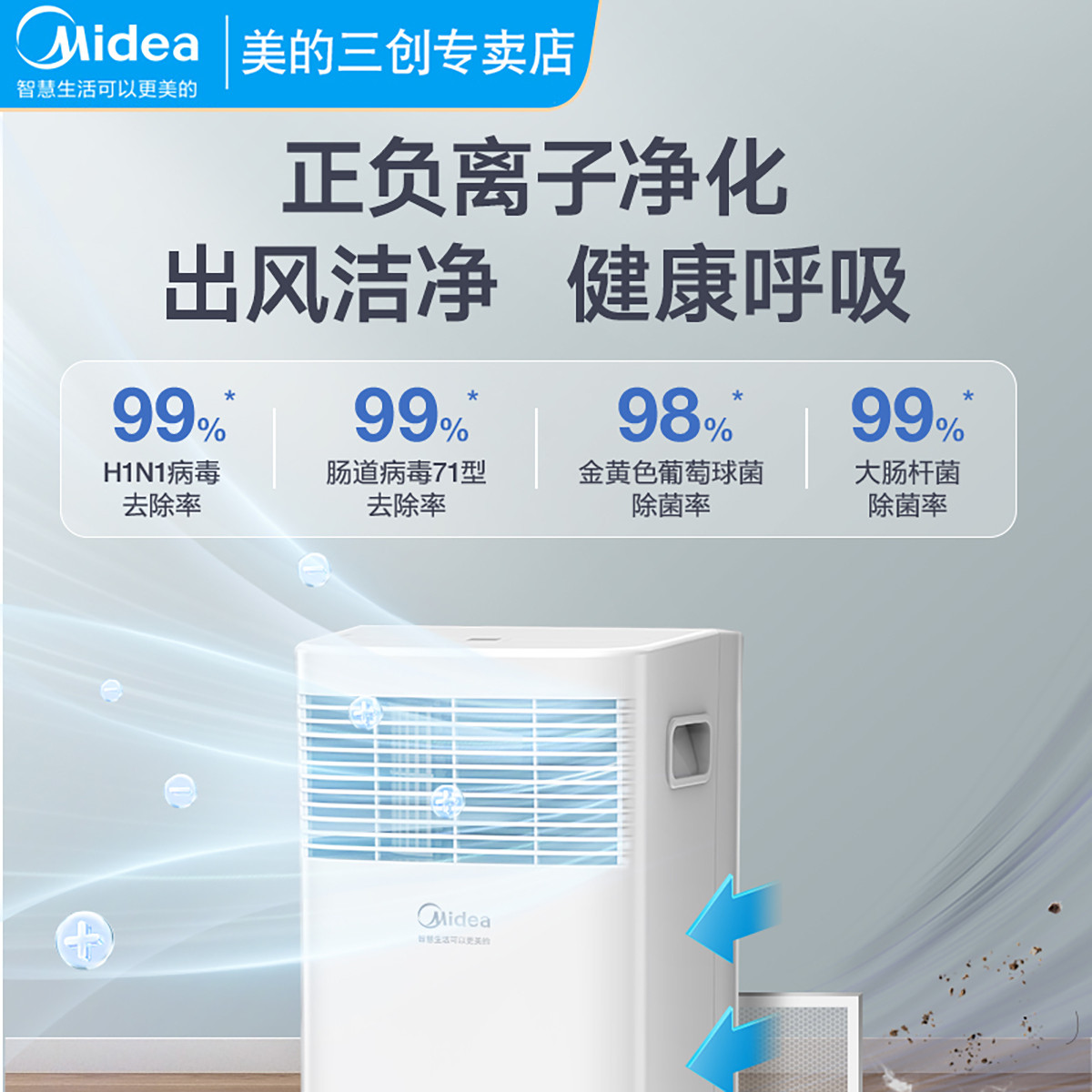 9155448.美的 移动空调除菌小1匹1匹PHA单冷一体无外机免安装厨房小型【下单前请先咨询客服当地库存，以免当地无货】【特价HD】