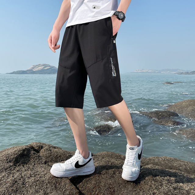 9158167.夏季男士运动速干七分短裤透气薄款潮流短裤大裤衩过膝中裤