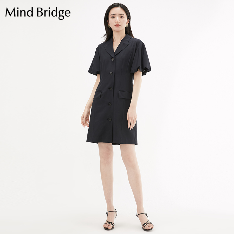 13273028.春夏新品韩版V领短袖时尚连衣裙西装通勤裙女MVOP328A