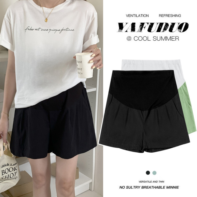 9234361.兔妈孕妇装短裤女夏装外穿孕妇裤打底裤子夏季薄款休闲裤宽松棉麻感裤